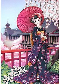 Bộ tranh xếp hình jigsaw puzzle cao cấp 330 mảnh – Kimono