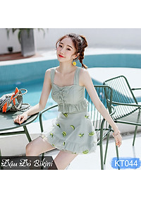 Bikini 3 chi tiết cao cấp, đồ bơi nữ dáng váy & quần sooc đùi rời, mẫu mới phom dáng đẹp, chất thun bơi dày dặn, mịn mát | KT044