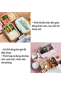 Hộp Cơm Văn Phòng Giữ Nhiệt Tiện Ích Hiện Đại 3 Ngăn Kèm Bộ Đũa Thìa INOX – Chất Liệu Lúa Mạch An Toàn Cho Sức Khỏe – Hàng Chính Hãng MINIIN