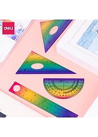 Bộ 4 Dụng Cụ Eke Thước Kẻ Thước Đo Góc Đo Độ Học Sinh Ombre Màu Thời Thượng Deli - Eke Tam Giác Vuông Đồ Dùng Toán Học Dụng Cụ Hình Học - EH652