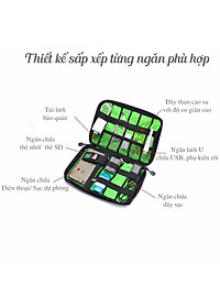 Túi đựng phụ kiện nhiều ngăn vải Nylon chống thấm nước cho Cáp sạc di động, Sạc dự phòng, điện thoại, tai nghe, thẻ nhớ - Hàng chính hãng