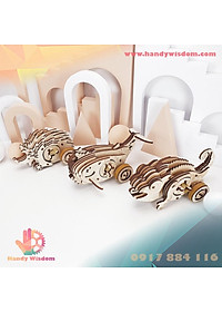 Mô hình gỗ chuyển động - Combo con nhím, tắc kè, cá voi - New Land MV05/6/7