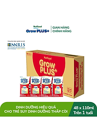 Thùng Sữa bột Pha Sẵn GrowPLUS+ Suy Dinh Dưỡng (Đỏ) - Tăng Cân, Tăng Chiều Cao (48 Hộp x 110ml) (Bao bì tùy lô hàng)