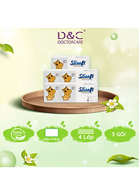 Combo 5 Giấy ăn Slisoft Trắng tự nhiên đa năng,khăn giấy rút không chất tẩy trắng an toàn cho cả gia đình