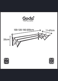 Giàn phơi xếp ống 22mm inox 304 thông minh cao cấp Goda loại 1.2 mét GD-141a