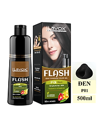 (Đen Tự Nhiên) Dầu Gội Nhuộm Tóc Đen Phủ Bạc Thảo Dược Siêu Dưỡng LAVOX FLASH 500ml - P01