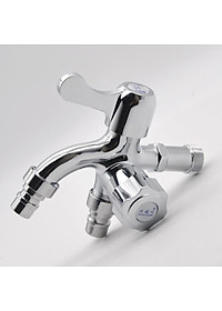 Vòi nước 2 đầu ra đa năng XRUI-HK, Vòi kép 2 van khóa gắn tường dành cho máy giặt