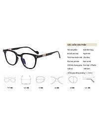 Gọng Kính Cận, Kính Giả Cận Nữ GM Jennie, Mắt Vuông Nhỏ, Chống Xánh Sáng Xanh, Đen, Xanh Rêu - BLUE LIGHT 