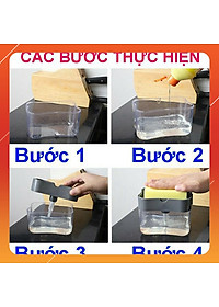 Hộp Đựng Nước Rửa Chén Kèm Vòi Bơm Thông Minh Tặng Kèm Miếng Rửa Chén Bọt Biển Và 5 Khăn Lau Chén PaKaSa - Chính Hãng 