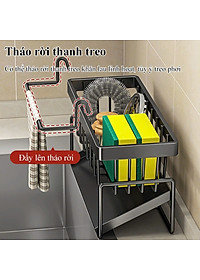 Kệ đựng đồ rửa chén bát PaKaSa có giá để giẻ rửa chén trên bồn có khay hứng nước nghiêng thép không gỉ - Hàng chính hãng