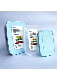 Bộ 3 Hộp Nhựa đựng Thực Phẩm Chữ Nhật Hokkaido Inochi 500 -1000 -2000 ML Chịu Nhiệt Giao Màu Ngẫu Nhiên