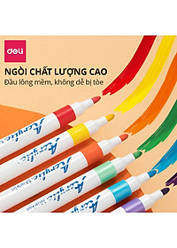 [MỚI] Bút Sơn Acrylic Marker Deli THÊM 80% MỰC - 12/24/36/48/64 Màu Tô Trên Mọi Chất Liệu DIY Vẽ Giày Vải Chai Lọ Nhựa