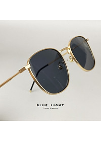 Kính Râm, Kính Mát Nam Nữ, Mắt Vuông Gọng Kim Loại Dày Cứng Cáp Đen, Nâu Chống Tia UV - BLUE LIGHT