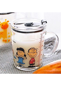 Ly thủy tinh chịu nhiệt nóng lạnh có Nắp 400ml Cốc Có Vạch Chia Mức Tiện Dụng Tặng Kèm Ống Hút Silicon Dẻo Cao Cấp