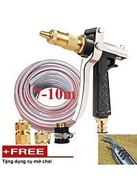 Bộ dây vòi xịt nước rửa xe, tưới cây . tăng áp 3 lần, loại 7m, 10m 206236 đầu đồng,cút đồng,+ tặng mở chai