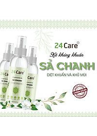 Xịt Phòng Tinh Dầu Sả Chanh Hữu Cơ Organic 24Care 50ML/100ML - Kháng khuẩn - Khử mùi hôi - Đuổi muỗi, kiến ba khoan,Vắt - Côn trùng - Hương thơm thư giãn.