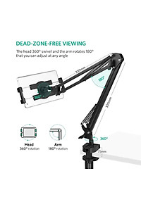 Ugreen UG50394LP142TK 4 - 12.9 Inch màu Đen Chân kẹp đa năng xoay 360 độ cho điện thoại + máy tính bảng - HÀNG CHÍNH HÃNG