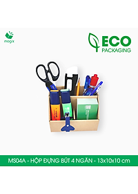 MS04A - Hộp đựng bút 4 ngăn đa năng bằng giấy carton - Kệ đựng bút để bàn