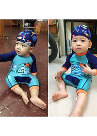 Bộ đồ bơi liền quần cho bé trai sơ sinh, bé trai nhỏ từ 8kg, hình in dễ thương, chất thun bơi lạnh đẹp, mềm mịn thân thiện với làn da bé | BT09