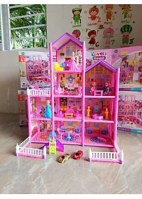 Đồ Chơi Cho Bé Gái, Đồ Chơi Lắp Ráp Ngôi Nhà Búp Bê 4 Tầng Kèm Bộ Phụ Kiện 194Pcs, Quà Tặng Sinh Nhật Cho Bé Gái