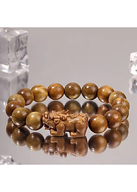 VÒNG TAY TỲ HƯU THU HÚT TÀI LỘC GỖ ĐÀN HƯƠNG XANH 8mm