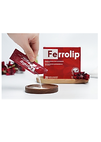 Sắt Bột Buccal Tan Ngay Trong Miệng Ferrolip ( hộp 20 gói) dự phòng thiếu máu cho người lớn, mẹ bầu 