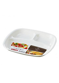 Set 02 Đĩa ăn chia 3 ngăn cho bé màu trắng - Hàng nội địa Nhật