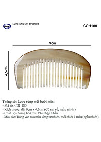 Lược Sừng Múi Bưởi Mini Răng Thưa (Size: XS-9cm) COH189 - Chải tóc xoăn rối xù, phụ kiện bỏ túi tiện dụng không thể thiếu - Chăm sóc tóc - HAHANCO
