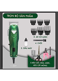 Tông đơ cắt tỉa lông thú cưng chuyên nghiệp Kemei KM-CW22 cắm điện trực tiếp kèm bộ phụ kiện lược, kềm dũa cắt móng thú cưng, lược kéo,...dùng cạo lông chó mèo tiện lợi