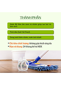 Nước lau sàn đuổi muỗi hữu cơ Bồ Hòn tinh dầu Sả Chanh 2000ml thương hiệu Ecocare