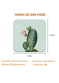 Miếng lót ly - Tấm lót ly, cốc siêu hút nước bằng đất xốp Diatomite họa tiết, thông điệp dễ thương