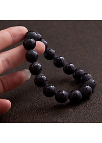 Vòng tay phong thủy đá đen nhám khắc kinh phật VT46
