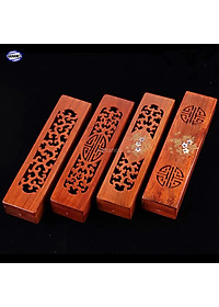 Hộp đựng đũa gỗ hương đỏ - đục khắc tinh tế (CTH745) Sang trọng - Đựng đũa sang trọng làm quà tặng