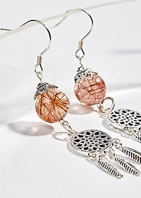 Bông Tai Dream Catcher Thạch Anh Tóc Đỏ Ngọc Quý Gemstones