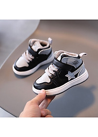 Giày thể thao bé trai 1 - 5 tuổi cổ cao lót lông ấm áp kiểu snearker cá tính GE93