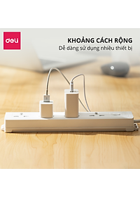 Ổ Cắm Điện Đa Năng 2500W Có Công Tắc Nguồn 3/4/6 Ổ , 3M/5M Dây Chống Giật Chống Cháy Chất Lượng Cao Deli - Phiên Bản Mới Nâng Cấp 2023 - Hàng Chính Hãng - ET401 - 406