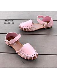 Dép sandal bé gái BIBIKIDS rọ bít mũi màu hồng kiểu dáng búp bê duyên dáng phong cách Hàn Quốc 6 - 12 tuổi SG64