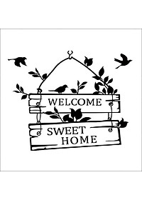 Decal dán tường, cửa kính chữ WELCOME SWEET HOME tươi vui và tràn đầy sức sống
