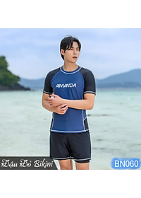 Bộ bơi nam cao cấp, có cỡ big size tới 125kg cho người mập béo, dáng áo bơi cộc tay, quần 2 lớp phom rộng rãi, quần áo bơi size đại cho nam | BN060