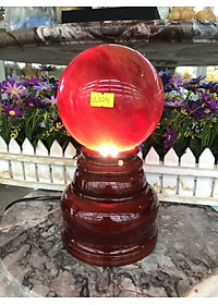 Chân đế đèn gỗ hìn tròn xoay cho quả cầu đá phong thủy đường kính nhỏ - Cao 12cm