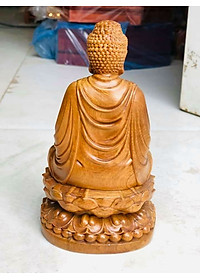 Tượng phật thích ca mini bằng gỗ bách xanh kt 15×9×8cm