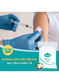 Combo 05 Gói 100 Bông Gòn Viên Tròn Y Tế NIVA Yb2 Đường Kính 27mm Nhét Tai Cho Phụ Nữ Sau Sinh