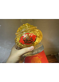 Bát Tụ Bảo vàng lá Thần Tài đế thủy tinh 12cm phong thủy - sung túc chiêu Tài đón Lộc