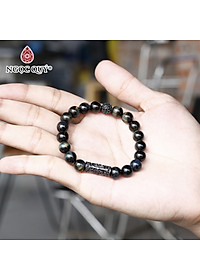 Vòng tay đá mắt hổ xanh đen phối charm hợp kim 8mm mệnh thủy,mộc - Ngọc Quý Gemstones