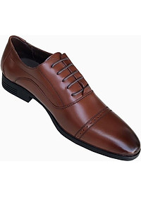 Giày tây nam Trường Hải da bò cao cấp nâu cao 4cm đế cao su GT447