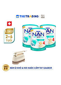 Bộ 3 lon Sữa bột NAN OPTIPRO PLUS 4 Nestle Bé 2-6 tuổi 1500g/lon Giúp tiêu hóa tốt