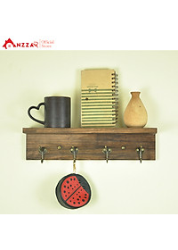 Móc gỗ treo quần áo gắn tường nhiều kích thước màu nâu rustic, kệ treo đồ trang trí Anzzar, decor phòng ngủ,móc treo quần áo, phụ kiện, giá gỗ treo quần áo