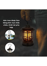 Đèn Cắm Trại, Đèn Camping Phong Cách Cổ Điển, Đèn Pin Sạc Tích Điện USB, Đèn Măng Xông - Hàng Nhập Khẩu