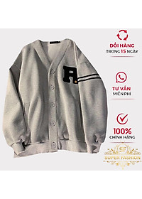 Áo khoác Cardigan Nữ Form rộng Fashion Họa Tiết Chữ R Nổi Siêu Xinh