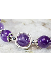 Vong Tay Phong Thủy Thạch Anh Tím Thiên Nhiên Mix Bạc 925 Cho Mạng Kim Thủy, Món Qùa Trang Sức  Phong Thủy May Mắn Ý Nghĩa  VT016